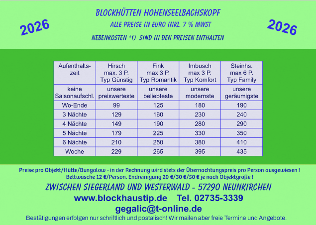                                                                                                                    Blockhütten Hohenseelbachskopf